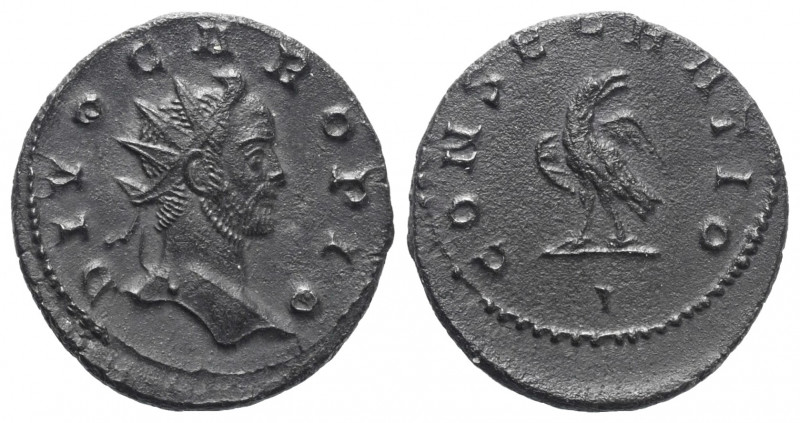 Carus (282 - 283 n. Chr.).

 Antoninian. 284 n. Chr. Lugdunum.
Vs: DIVO CARO ...