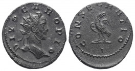 Carus (282 - 283 n. Chr.).

 Antoninian. 284 n. Chr. Lugdunum.
Vs: DIVO CARO PIO. Kopf des Divus Carus mit Strahlenkrone rechts.
Rs: CONSECRATIO /...