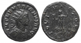 Numerianus (283 - 284 n. Chr.).

 Antoninian. 284 n. Chr. Rom.
Vs: IMP NVMERIANVS AVG. Büste mit Strahlenkrone und Panzer rechts.
Rs: IOVI VICTORI...