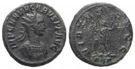 Carinus (283 - 285 n. Chr.).

 Antoninian. 282 - 283 n. Chr. Rom.
Vs: IMP C M AVR CARVS P F AVG. Büste mit Strahlenkrone und Panzer rechts.
Rs: VI...