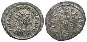 Carinus (283 - 285 n. Chr.).

 Antoninian. 283 - 284 n. Chr. Rom.
Vs: IMP C M AVR CARINVS AVG. Büste mit Strahlenkrone und Panzer rechts.
Rs: FIDE...