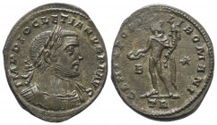 Diocletianus (284 - 305 n. Chr.).

 Follis. 298 - 299 n. Chr. Trier.
Vs: IMP DIOCLETIANVS P F AVG. Gepanzerte Büste mit Lorbeerkranz rechts.
Rs: G...
