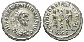 Maximianus I. Herculius (285 - 310 n. Chr.).

 Antoninian. 293 n. Chr. Cyzicus.
Vs: IMP C M A MAXIMIANVS AVG. Büste mit Strahlenkrone, Paludament u...