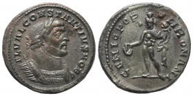 Constantius I. Chlorus (305 - 306 n. Chr.).

 Follis. 296 - 303 n. Chr. London.
Vs: FL VAL CONSTANTIVS NOB C. Panzerbüste mit Lorbeerkranz rechts....