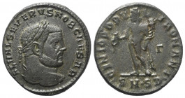 Severus II. (306 - 307 n. Chr.).

 Follis. 305 - 306 n. Chr. Serdica.
Vs: FL VAL SEVERVS NOB CAESAR. Kopf mit Lorbeerkranz rechts.
Rs: GENIO POPVL...