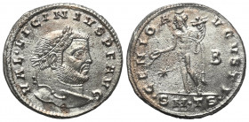 Licinius I. (308 - 324 n. Chr.).

 Follis. 308 - 310. Thessalonica.
Vs: VAL LICINIVS P F AVG. Belorbeerter Kopf rechts.
Rs: GENIO A - VGVSTI. Geni...