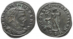 Licinius I. (308 - 324 n. Chr.).

 Follis. 312 - 313 n. Chr. Thessalonica.
Vs: IMP LIC LICINIVS P F AVG. Gepanzerte Büste mit Lorbeerkranz rechts....