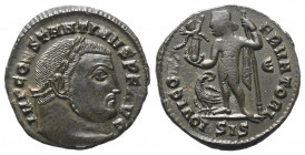 Constantinus I. (307 - 337 n. Chr.).

 Follis. 311 n. Chr. Siscia.
Vs: IMP CONSTANTINVS P F AVG. Kopf mit Lorbeerkranz rechts.
Rs: IOVI CONSERVATO...