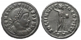Constantinus I. (307 - 337 n. Chr.).

 Follis. 313 n. Chr. Ticinum.
Vs: CONSTANTINVS P F AVG. Büste mit Lorbeerkranz und Panzer rechts.
Rs: SOLI I...