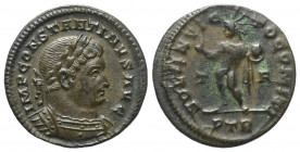 Constantinus I. (307 - 337 n. Chr.).

 Follis. 313 - 315 n. Chr. Trier.
Vs: IMP CONSTANTINVS AVG. Gepanzerte Büste mit Lorbeerkranz rechts.
Rs: SO...