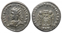 Constantinus II. (337 - 340 n. Chr.).

 Follis. 320 n. Chr. als Caesar. London.
Vs: FL CL CONSTANT-INVS IVN N C. Drapierte, gepanzerte Büste mit St...