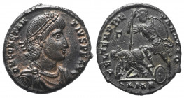 Constantius II. (337 - 361 n. Chr.).

 Follis. 350 - 355 n. Chr. Antiochia.
Vs: D N CONSTAN - TIVS P F AVG. Büste mit Perldiadem, Paludament und Pa...
