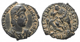 Constantius II. (337 - 361 n. Chr.).

 Centenionalis. 350 - 355 n. Chr. Antiochia.
Vs: DN CONSTAN - TIVS NOB CAES. Büste mit Paludament und Panzer ...