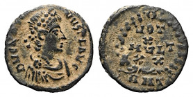 Arcadius (383 - 408 n. Chr.).

 Halbcentenionalis. 383 - 388 n. Chr. Antiochia.
Vs: DN ARCADIVS P F AVG. Drapierte, gepanzerte Büste mit Diadem rec...