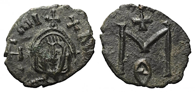 Michael III. (842 - 867 n. Chr.).

 Follis. Syrakus.
Vs: Büste in Loros mit K...