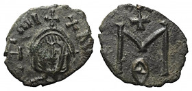 Michael III. (842 - 867 n. Chr.).

 Follis. Syrakus.
Vs: Büste in Loros mit Krone, Chlamys und Kreuz in der Rechten en face.
Rs: Wertzeichen M, da...