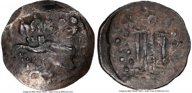 DANUBE REGION. Imitating Thasos. 2nd-1st centuries BC. AR tetradrachm (32mm, 16.93 gm, 12h). NGC Choice VF 3/5 - 4/5. Celticized head of Dionysus righ...