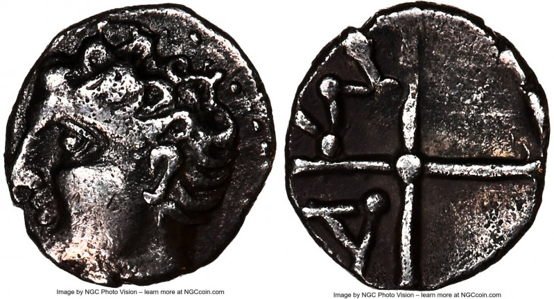 GAUL. Massalia. Ca. 350-150 BC. AR obol (9mm, 8h). NGC Choice VF. Bare head of A...