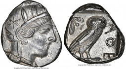ATTICA. Athens. Ca. 440-404 BC. AR tetradrachm (24mm, 17.19 gm, 8h). NGC Choice AU 5/5 - 4/5. Mid-mass coinage issue. Head of Athena right, wearing ea...