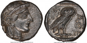 ATTICA. Athens. Ca. 440-404 BC. AR tetradrachm (24mm, 17.23 gm, 9h). NGC Choice AU 4/5 - 4/5, die shift. Mid-mass coinage issue. Head of Athena right,...