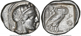 ATTICA. Athens. Ca. 440-404 BC. AR tetradrachm (25mm, 17.18 gm, 1h). NGC AU 5/5 - 4/5. Mid-mass coinage issue. Head of Athena right, wearing earring, ...