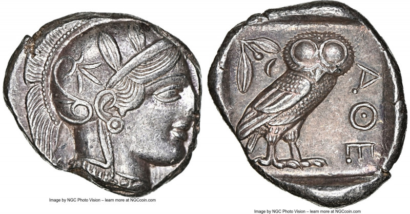 ATTICA. Athens. Ca. 440-404 BC. AR tetradrachm (25mm, 17.21 gm, 9h). NGC AU 4/5 ...