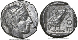 ATTICA. Athens. Ca. 440-404 BC. AR tetradrachm (24mm, 17.17 gm, 7h). NGC Choice XF 5/5 - 4/5. Mid-mass coinage issue. Head of Athena right, wearing ea...