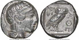 ATTICA. Athens. Ca. 440-404 BC. AR tetradrachm (23mm, 17.18 gm, 4h). NGC Choice VF 5/5 - 3/5. Mid-mass coinage issue. Head of Athena right, wearing ea...