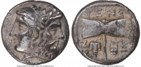 TROAS ISLANDS. Tenedus. Ca. 450-350 BC. AR drachm (15mm, 3.59 gm, 12h). NGC Choice VF 5/5 - 3/5, Fine Style. Janiform head of a diademed Hera on left,...