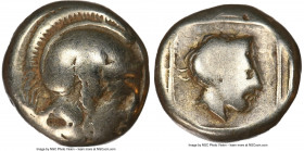 LESBOS. Mytilene. Ca. 412-378 BC. EL sixth-stater or hecte (10mm, 2.52 gm, 6h). NGC VG 3/5 - 4/5. Head of Athena right wearing crested Attic helmet wi...