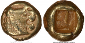 LYDIAN KINGDOM. Alyattes or Walwet (ca. 610-546 BC). EL 1/12 stater or hemihecte (7mm, 1.17 gm). NGC XF 5/5 - 3/5, countermarks. Sardes mint. Head of ...