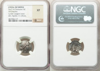 LYCIAN LEAGUE. Olympus. Ca. 167-81 BC. AR drachm (15mm, 1h). NGC XF. Series 2, ca. 88-84 BC. Laureate bust of Apollo right, hair falling in two ringle...
