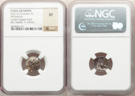 LYCIAN LEAGUE. Olympus. Ca. 167-81 BC. AR drachm (14mm, 12h). NGC XF. Series 2, ca. 88-84 BC. Laureate bust of Apollo right, hair falling in two ringl...