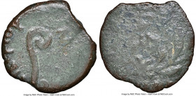JUDAEA. Roman Procurators. Pontius Pilate (AD 26-36). AE prutah (15mm, 11h). NGC Choice Fine. Dated uncertain regnal year of Tiberius. TIBEPIOY KAICAP...