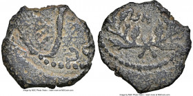 JUDAEA. Roman Procurators. Pontius Pilate (AD 26-36). AE prutah (14mm, 5h). NGC Fine. Dated Regnal Year 18 of Tiberius (AD 31/2). TIBEPIOY KAICAPOC, l...