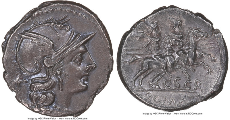 C. Scribonius C.f. (ca. 154 BC). AR denarius (19mm, 3.76 gm, 3h). NGC Choice AU ...