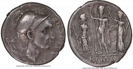 Cn. Blasio Cn. f. (ca. 112/1 BC). AR denarius (18mm, 3.78 gm, 9h). NGC Choice VF 5/5 - 4/5. Rome. CN•BLASIO•CN•F, helmeted head right (Scipio Africanu...