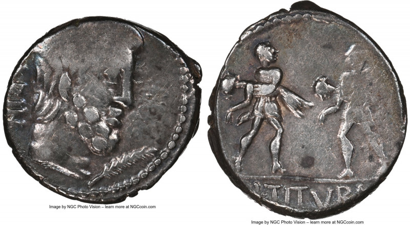 L. Titurius L.f. Sabinus (ca. 89 BC). AR denarius (18mm, 3.75 gm, 10h). NGC Choi...