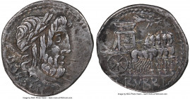 L. Rubrius Dossenus (ca. 87 BC). AR denarius (20mm, 3.61 gm, 1h). NGC Choice VF 5/5 - 2/5. Rome. DOSSEN, laureate head of Jupiter right with scepter o...