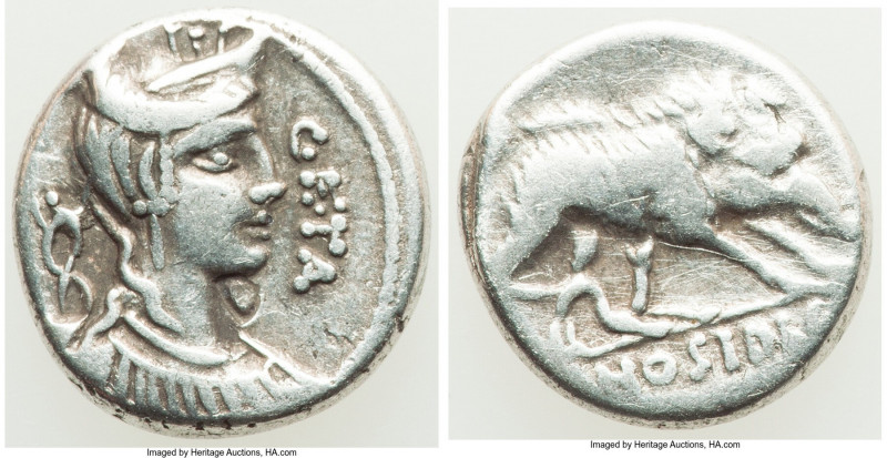 C. Hosidius C.f. Geta (ca. 68 or 64 BC). AR denarius (16mm, 3.79 gm, 7h). Choice...