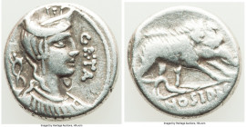 C. Hosidius C.f. Geta (ca. 68 or 64 BC). AR denarius (16mm, 3.79 gm, 7h). Choice Fine. Rome. GETA / III•VIR, draped bust of Diana right, seen from fro...