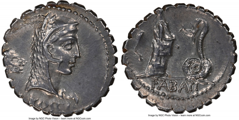 L. Roscius Fabatus (64/59 BC). AR serratus denarius (19mm, 4.04 gm, 5h). NGC Cho...