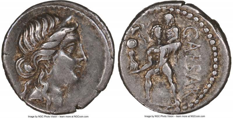 Julius Caesar, as Dictator (49-44 BC). AR denarius (17mm, 3.83 gm, 6h). NGC Choi...