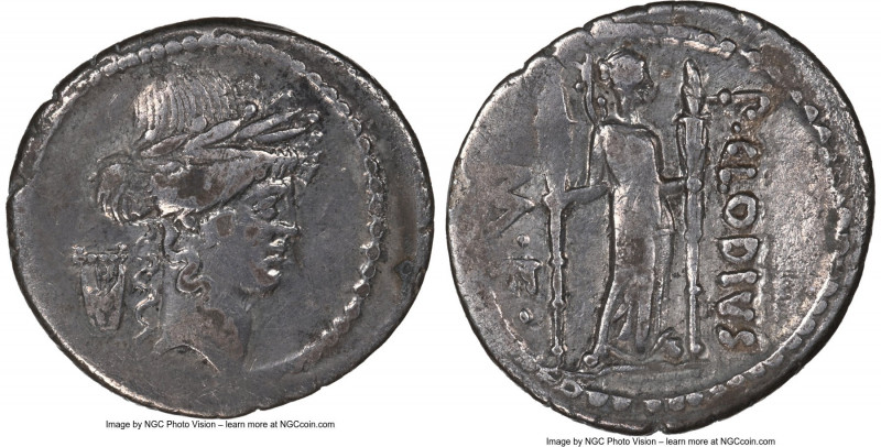 P. Clodius M.f. Turrinus (42 BC). AR denarius (19mm, 3.51 gm, 8h). NGC Choice VF...