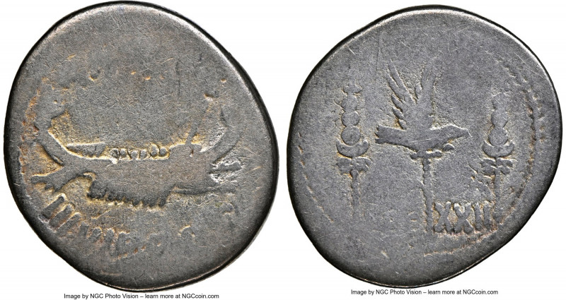 Marc Antony (43-30 BC). AR denarius (19mm, 5h). NGC Good, brushed. Legionary iss...