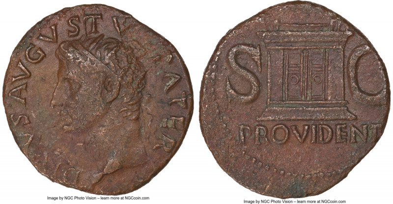 Divus Augustus (27 BC-AD 14). AE dupondius (27mm, 10.24 gm, 6h). NGC Choice XF 4...