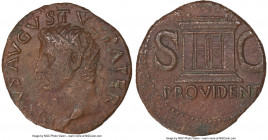 Divus Augustus (27 BC-AD 14). AE dupondius (27mm, 10.24 gm, 6h). NGC Choice XF 4/5 - 2/5. Rome, AD 22/3-30. DIVVS•AVGVSTVS•PATER, radiate head of Divu...