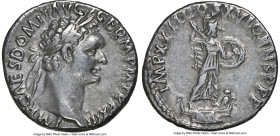 Domitian, as Augustus (AD 81-96). AR denarius (18mm, 6h). NGC XF. Rome, AD 93-94. IMP CAES DOMIT AVG-GERM P M TR P XIII, laureate head of Domitian rig...
