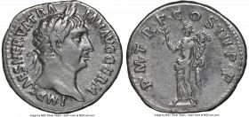 Trajan (AD 98-117). AR denarius (19mm, 6h). NGC Choice VF. Rome, AD 100. IMP CAES NERVA TRA_IAN AVG GERM, laureate head of Trajan right / P M TR P COS...