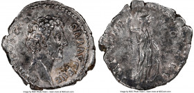Marcus Aurelius, as Caesar (AD 161-180). AR denarius (18mm, 3.31 gm, 6h). NGC Choice XF 5/5 - 3/5. Rome, AD 148-149. AVRELIVS CAE-SAR AVG PII F, bare ...